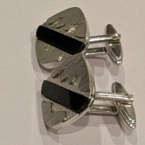 Silver and Onyx Cufflinks stamped West Germany